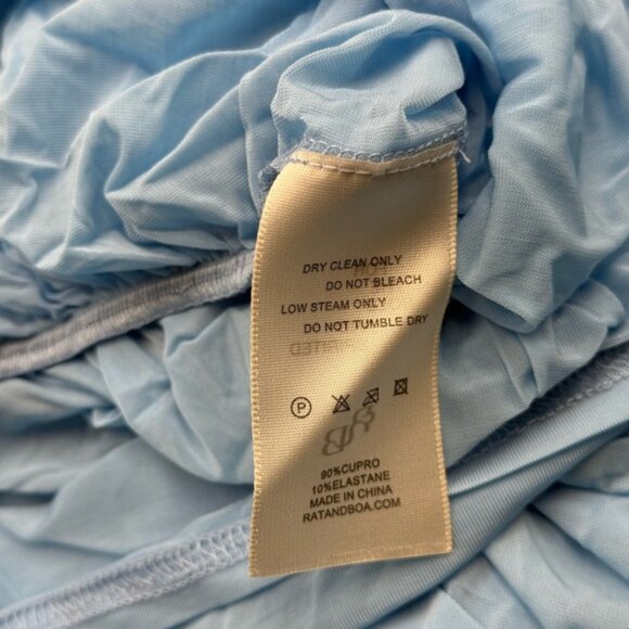 🆕 RAT & BOA 🧿 NWOT Freja Slinky Baby Blue Tie-Waist T-Shirt Mini Dress, Sz S - Picture 14 of 16